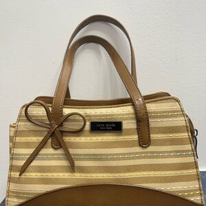 Kate Spade Tan and Yellow Striped Satchel